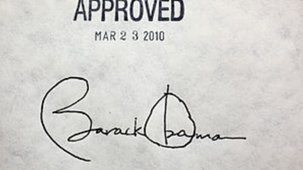English: President Barack Obama's signature on...