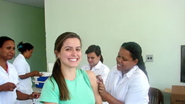 Woman receiving rubella vaccination, School of...