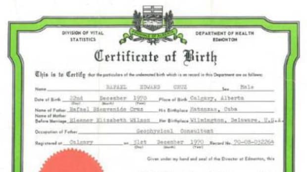 cruz birth certificate