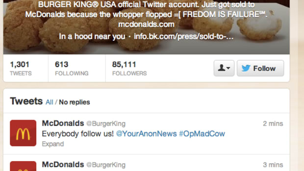 Screen shot of burger king hack