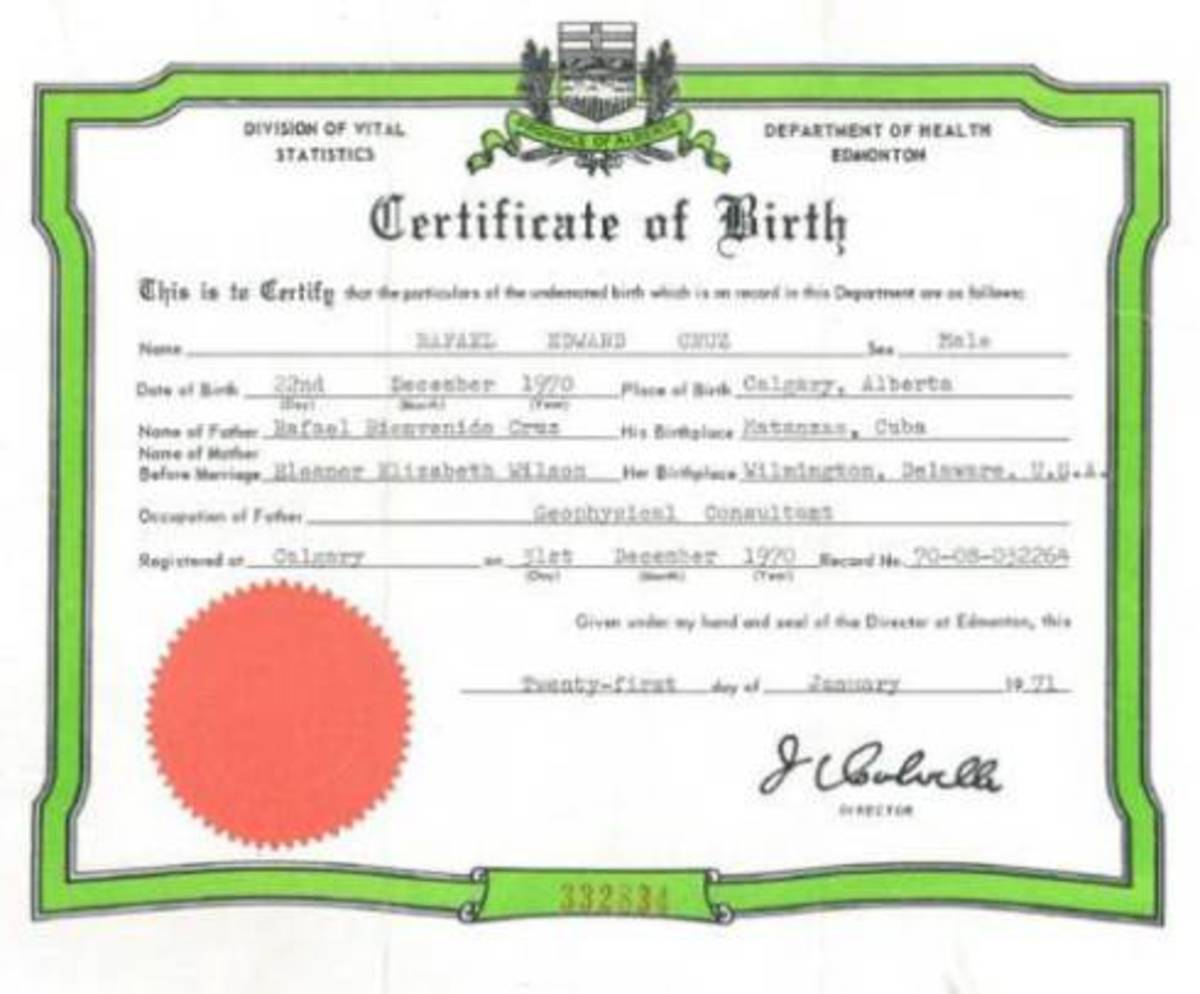 cruz birth certificate