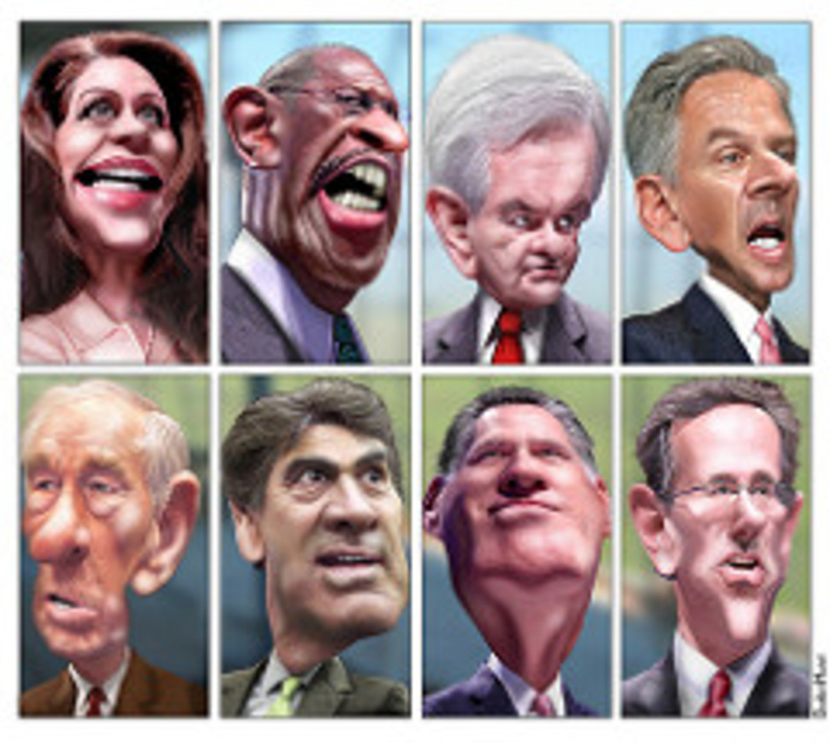 Caricatures: GOP Presidential Debate Participa...