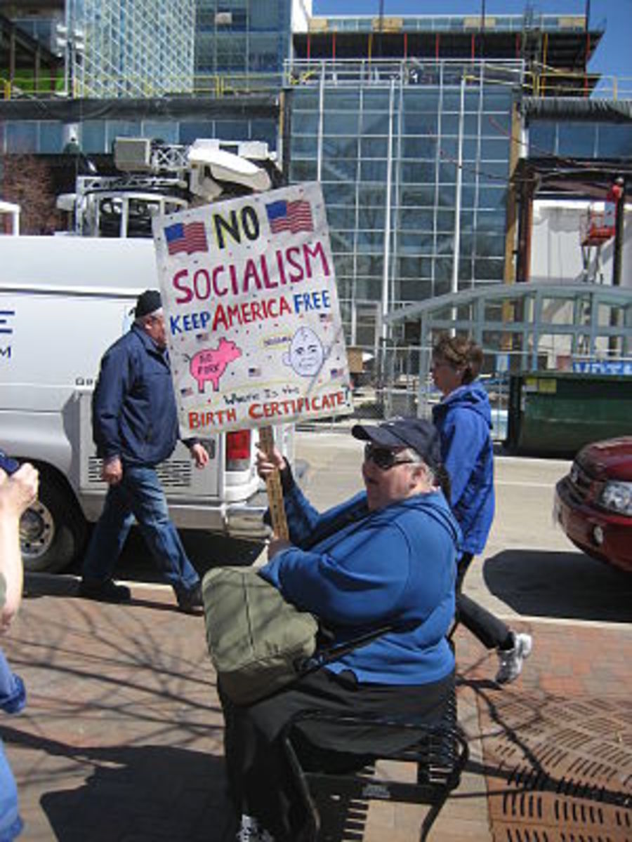 Protester at Madison, WI Tea Party in April 2009.
