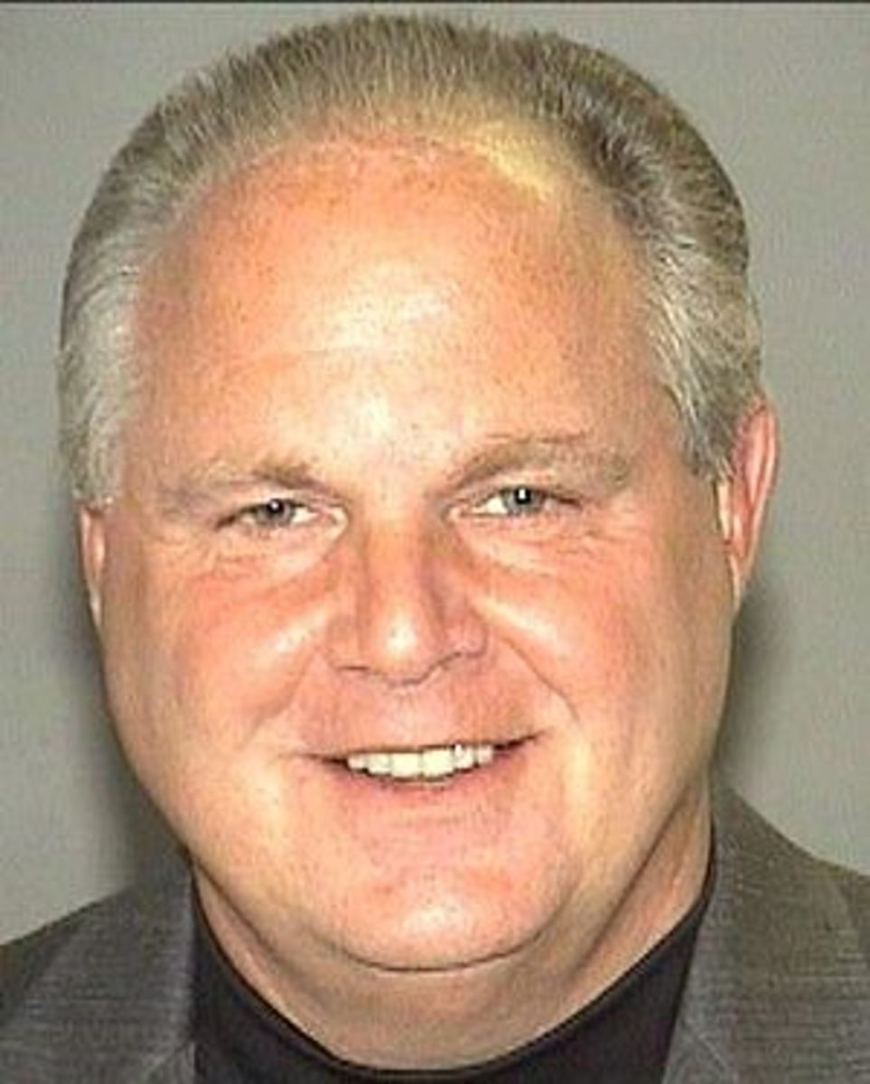 Rush Limbaugh booking photo from his arrest in...