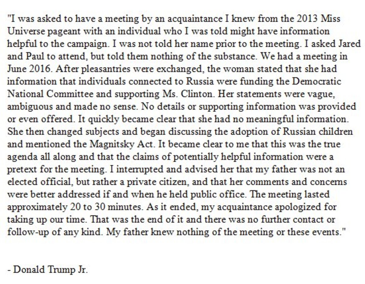 Donald Jr.'s statement about The New York Times bombshell article.